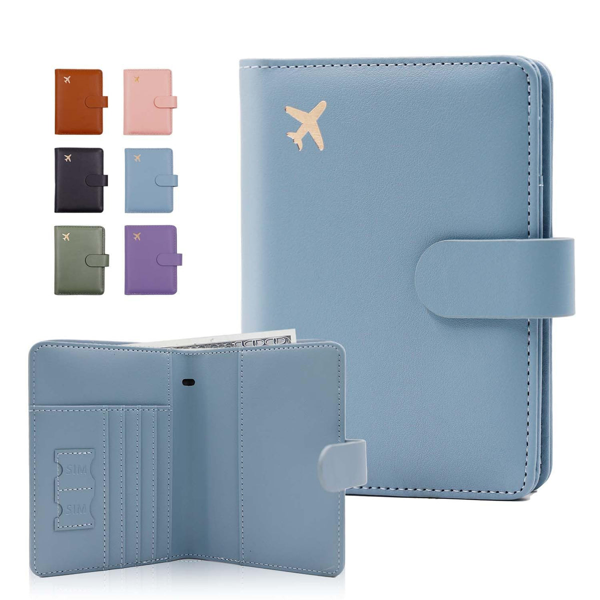 Melsbrinna Premium Leather Passport Holder Covers Case, Waterproof Rfid Blocking Travel Wallet Passport Holder with Pen Holder, Cute Passport Book for Women/Men
