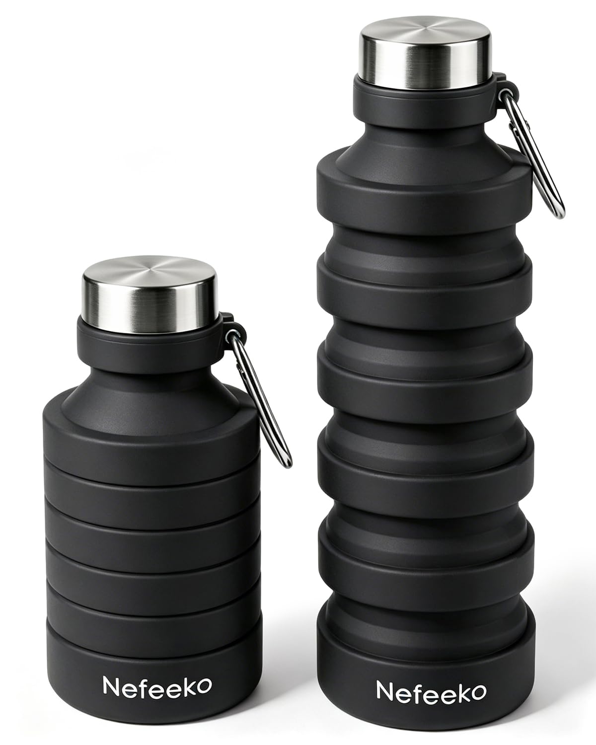 Nefeeko Collapsible Water Bottle, Reuseable BPA Free Silicone Water Bottles