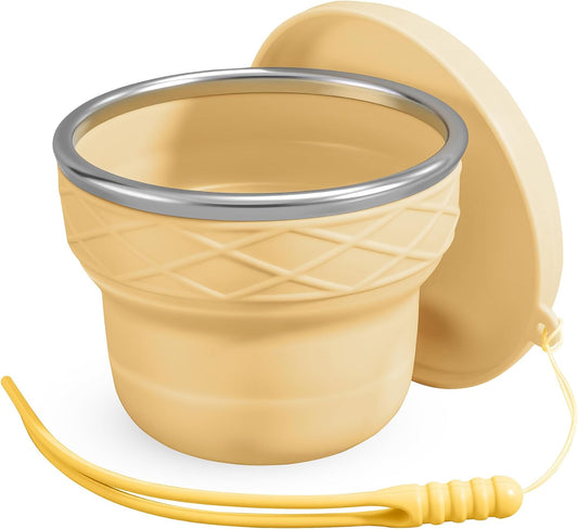 Silicone Collapsible Travel Cup, 7oz BPA-Free(Yellow)