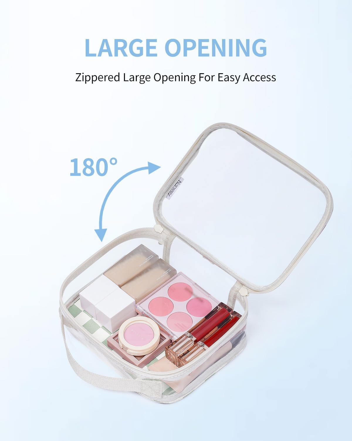Narwey TSA Approved Toiletry Bag Carry on Clear Toiletry Bag Makeup Bag, Airport Airline Quart Size Travel Bags, Waterproof Portable Compact Cosmetic Make up Organizer Bag (Mint Green Checkerboard)
