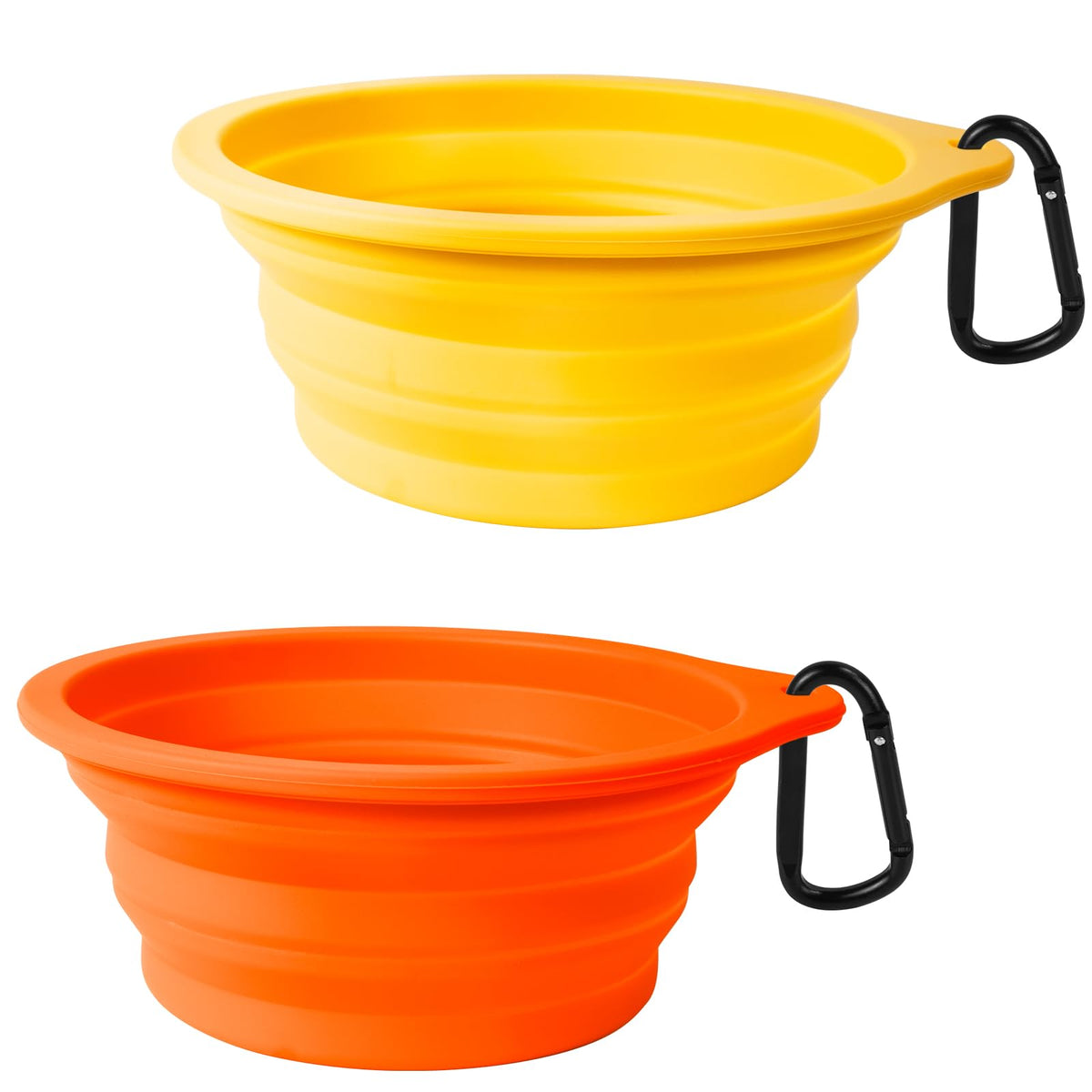 PetBonus 2-Pack Silicone Collapsible Dog Bowls, BPA Free Dishwasher Safe, Portable Foldable Expandable Travel Bowl, Food Water Feeding Cup Dish for Dogs Cats with 2 Carabiners (Army Green, Navy Blue)