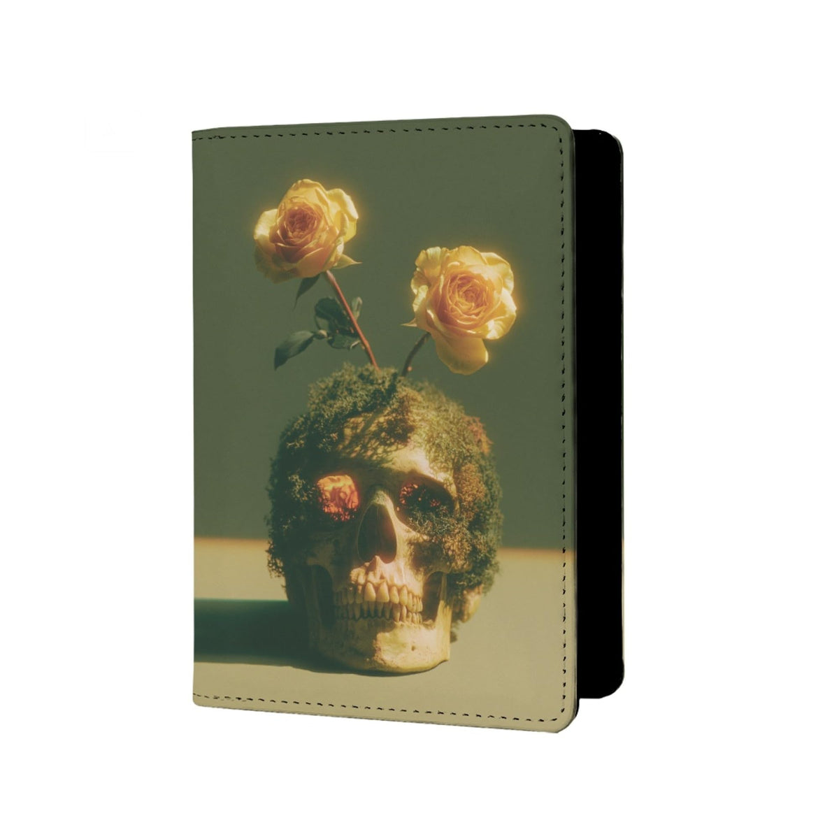 Mens Skull Passport Cover for Travel PU Leather Skeleton Passport Holder Protector with Credit Card Slots Passport Holder Purple White Black Onesize