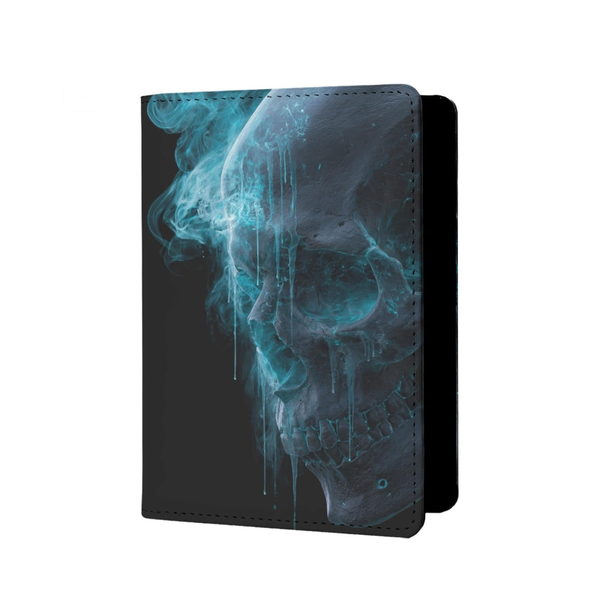 Mens Skull Passport Cover for Travel PU Leather Skeleton Passport Holder Protector with Credit Card Slots Passport Holder Purple White Black Onesize