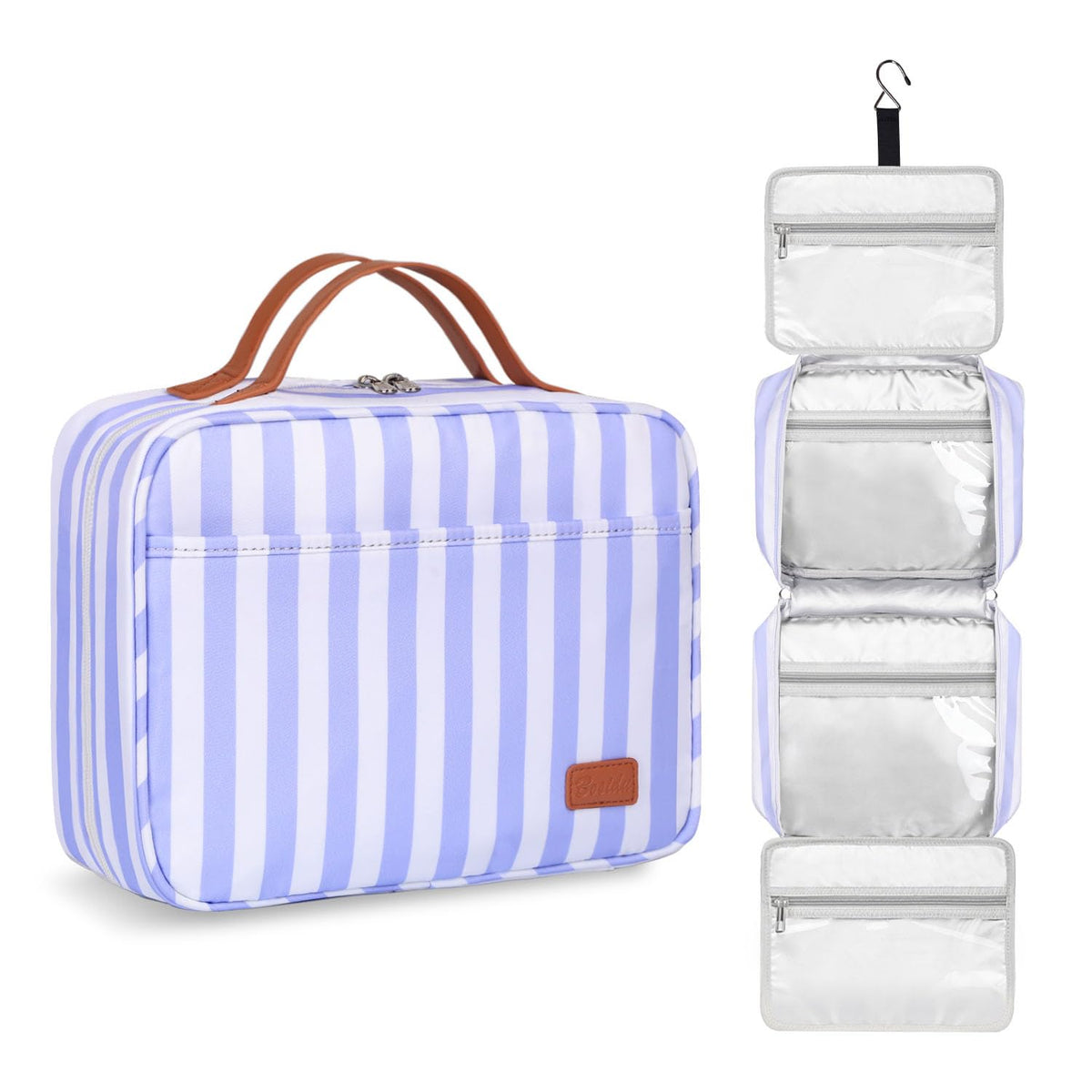 Bosidu Hanging Travel Toiletry Bag,Large Capacity Cosmetic Travel Toiletry Organizer for Women with 4 Compartments & 1 Sturdy Hook,Perfect for Travel/Daily Use/Christmas