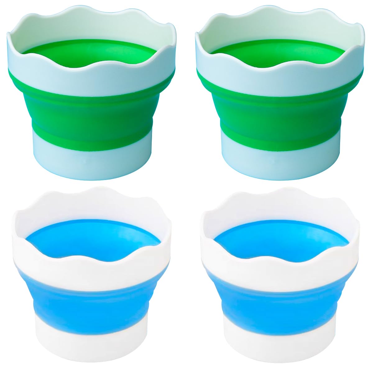 4 PCS Collapsible Paint Brush Washer Multifunctional Collapsible Bucket Foldable Water Cup Portable Silicone Washing Bucket Brush Holder Mini Foldable Washing Buckets for Watercolor Oil Painting