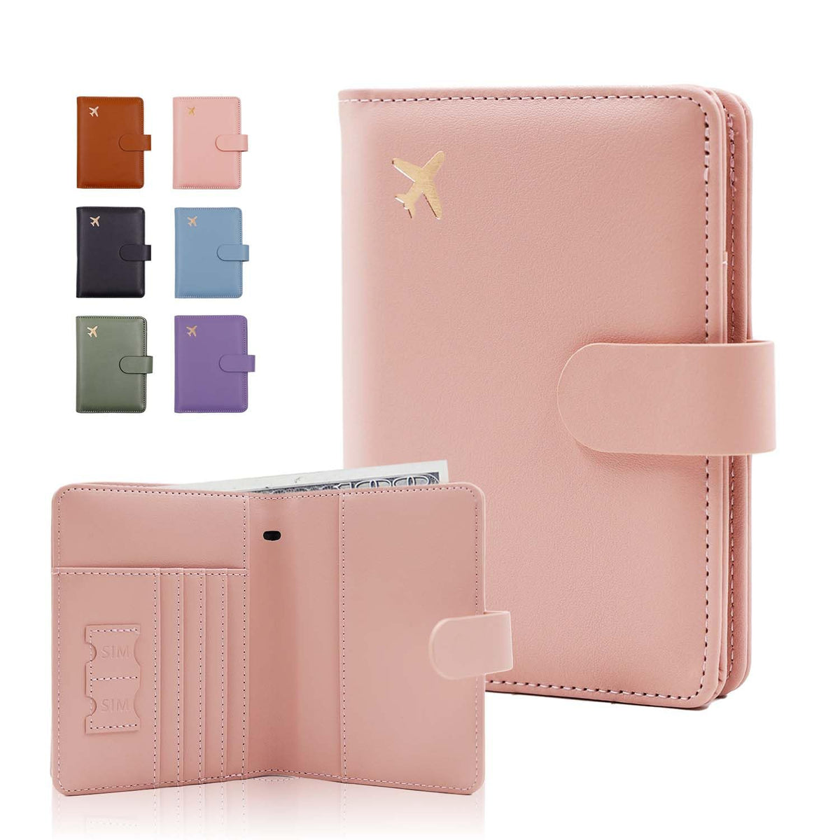 Melsbrinna Premium Leather Passport Holder Covers Case, Waterproof Rfid Blocking Travel Wallet Passport Holder with Pen Holder, Cute Passport Book for Women/Men