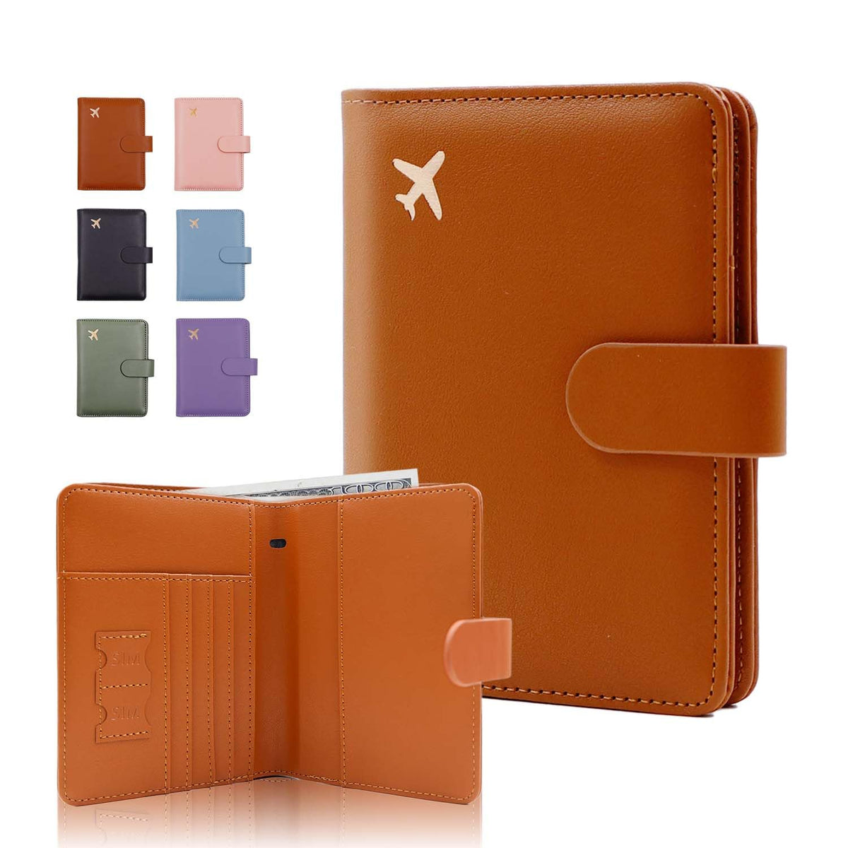 Melsbrinna Premium Leather Passport Holder Covers Case, Waterproof Rfid Blocking Travel Wallet Passport Holder with Pen Holder, Cute Passport Book for Women/Men