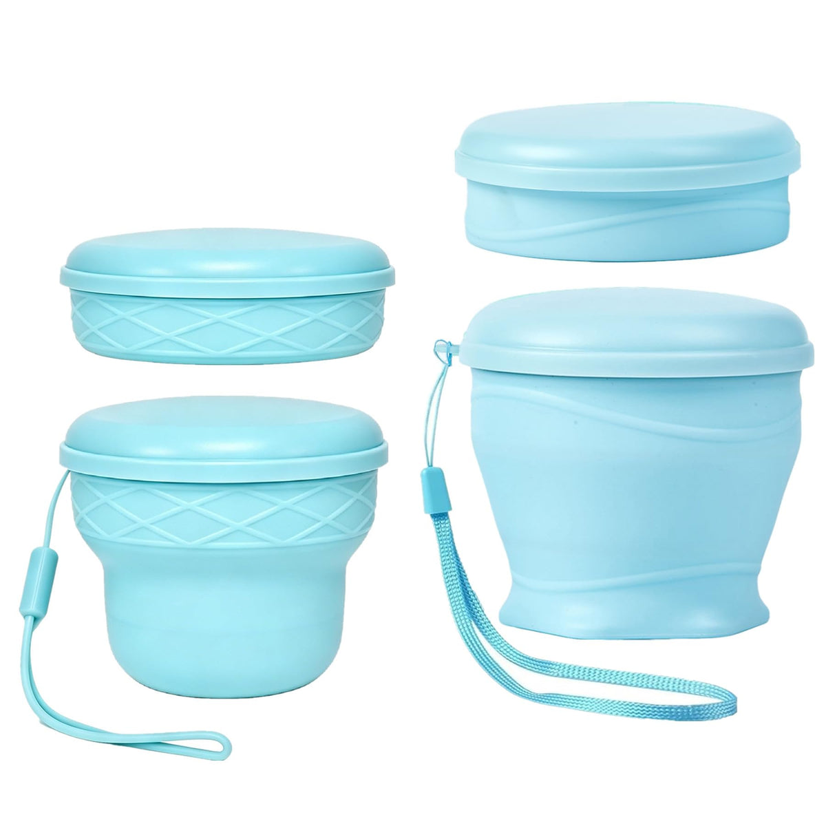 IYYI Collapsible Cup for Traveling, Silicone Foldable Cup, Camping Mug with Lid, Folding Mug for Camping, Hiking, Outdoors, Travel (2 Pack-Blue-Orange)