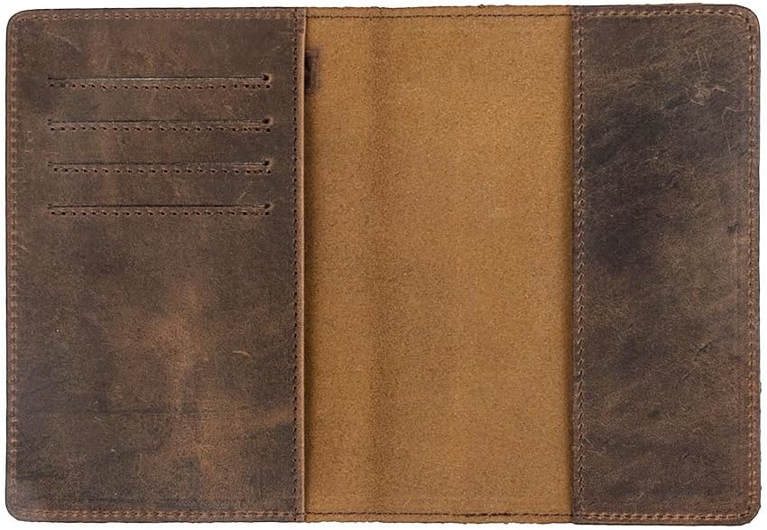 RFID Blocking Passport Holder Travel Wallet - Genuine Crazy Horse Leather for Men(Coffee)