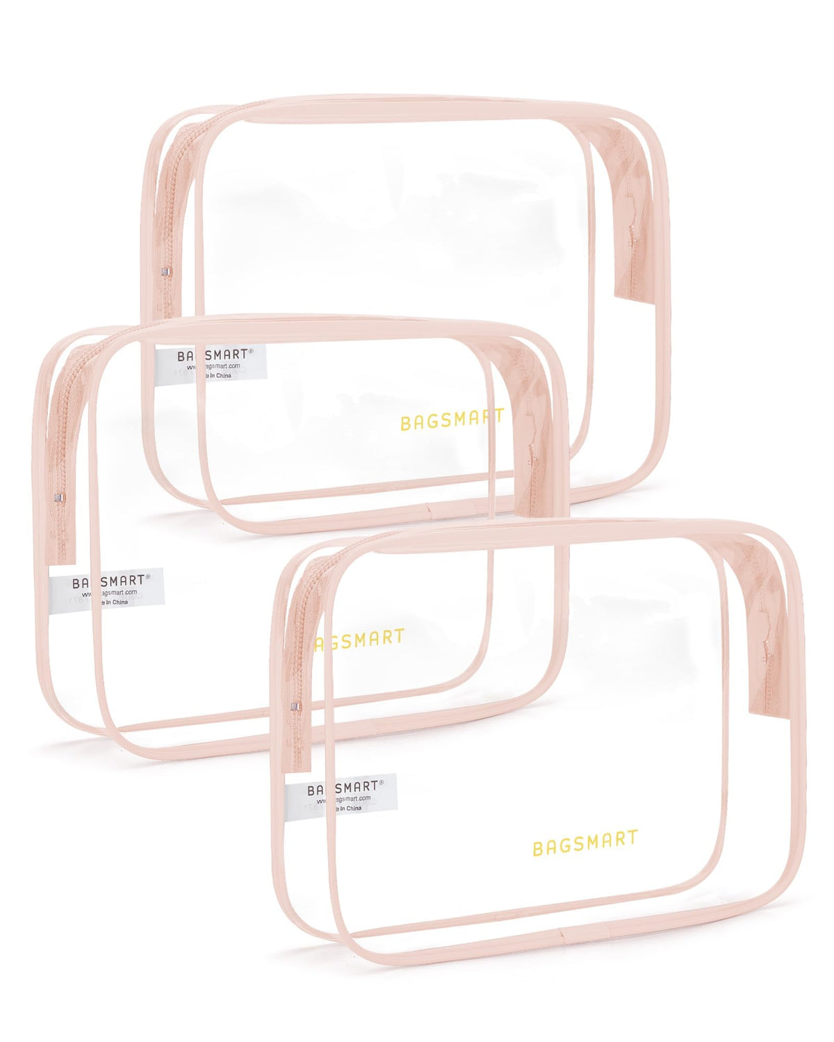 BAGSMART Clear Toiletry Bag 2-Pack TSA Approved Water-Repellent, Black
