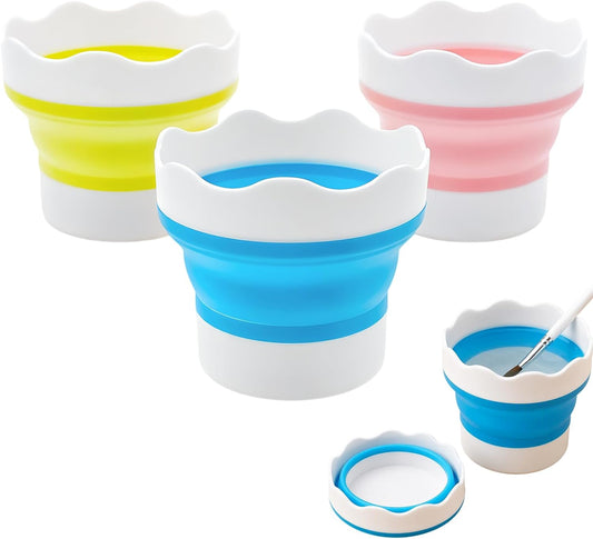 3-Pack Paint Brush Washer Collapsible Water Bucket Cup Watercolor Supplies