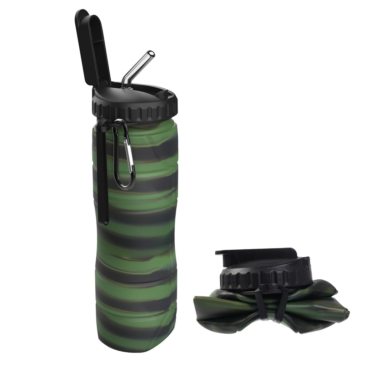 Collapsible Water Bottles, 22oz with Straw for Travel, Gym & Sports