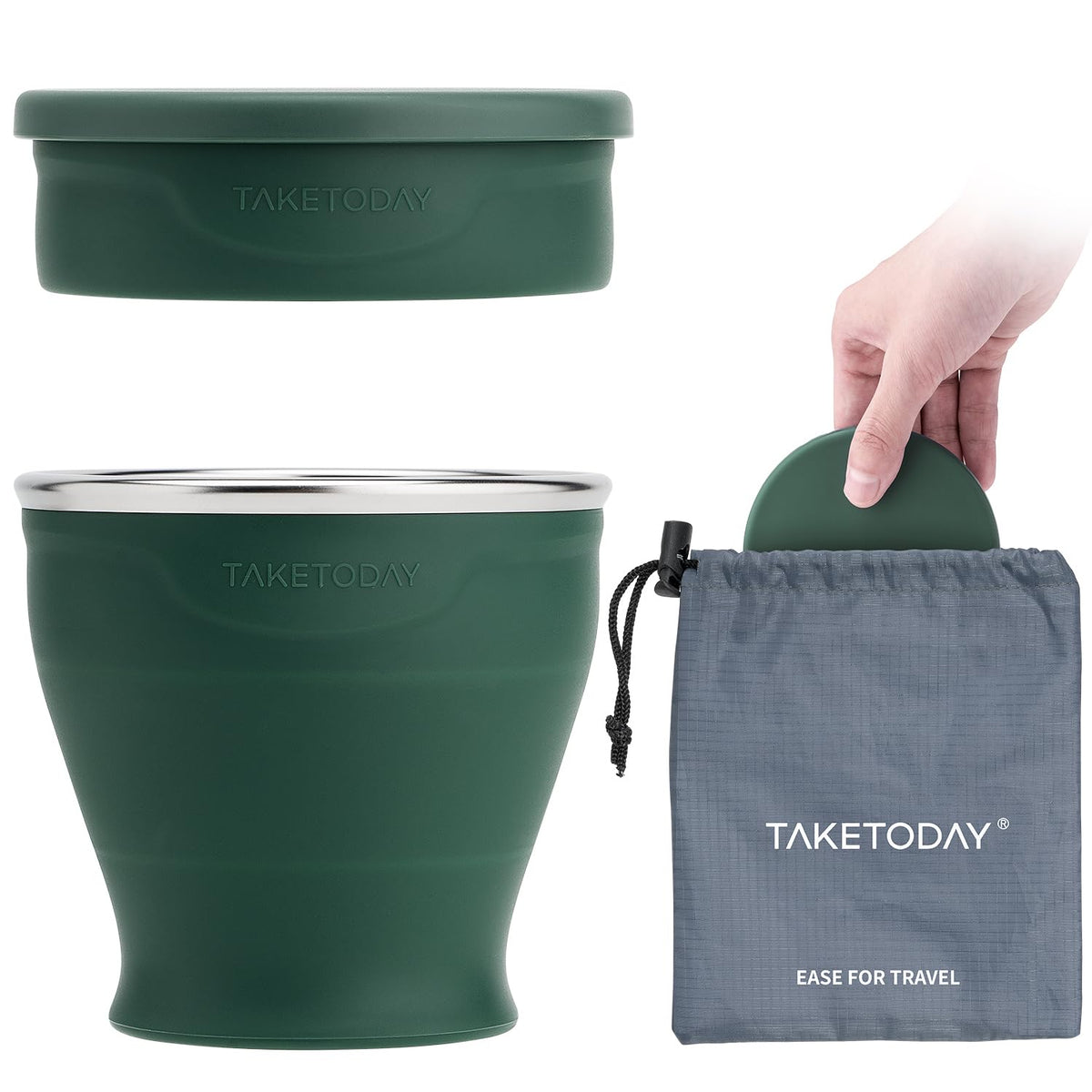 TakeToday Collapsible Cup 8 oz, Foldable with Lid for Travel, Navy