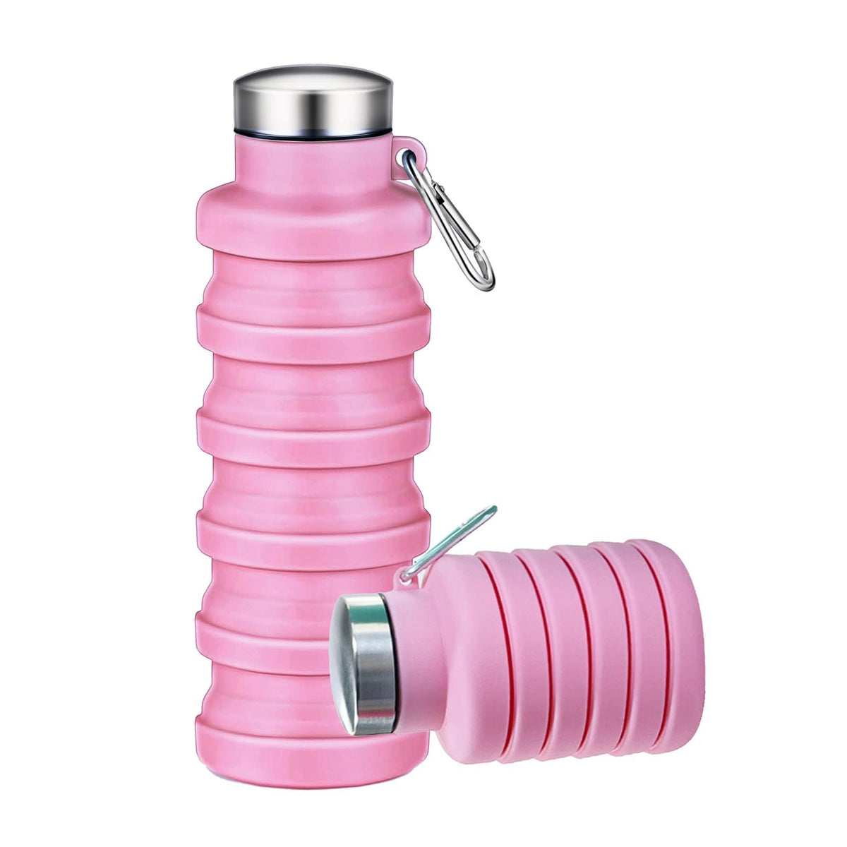Collapsible Water Bottles,Silicone Water Bottle,16oz Capacity Portable Reusable,Leak-proof,with buckle,foldable storage,Lightweight Durable for Fitness,Cycling,Sports,Camping,Hiking (Black)