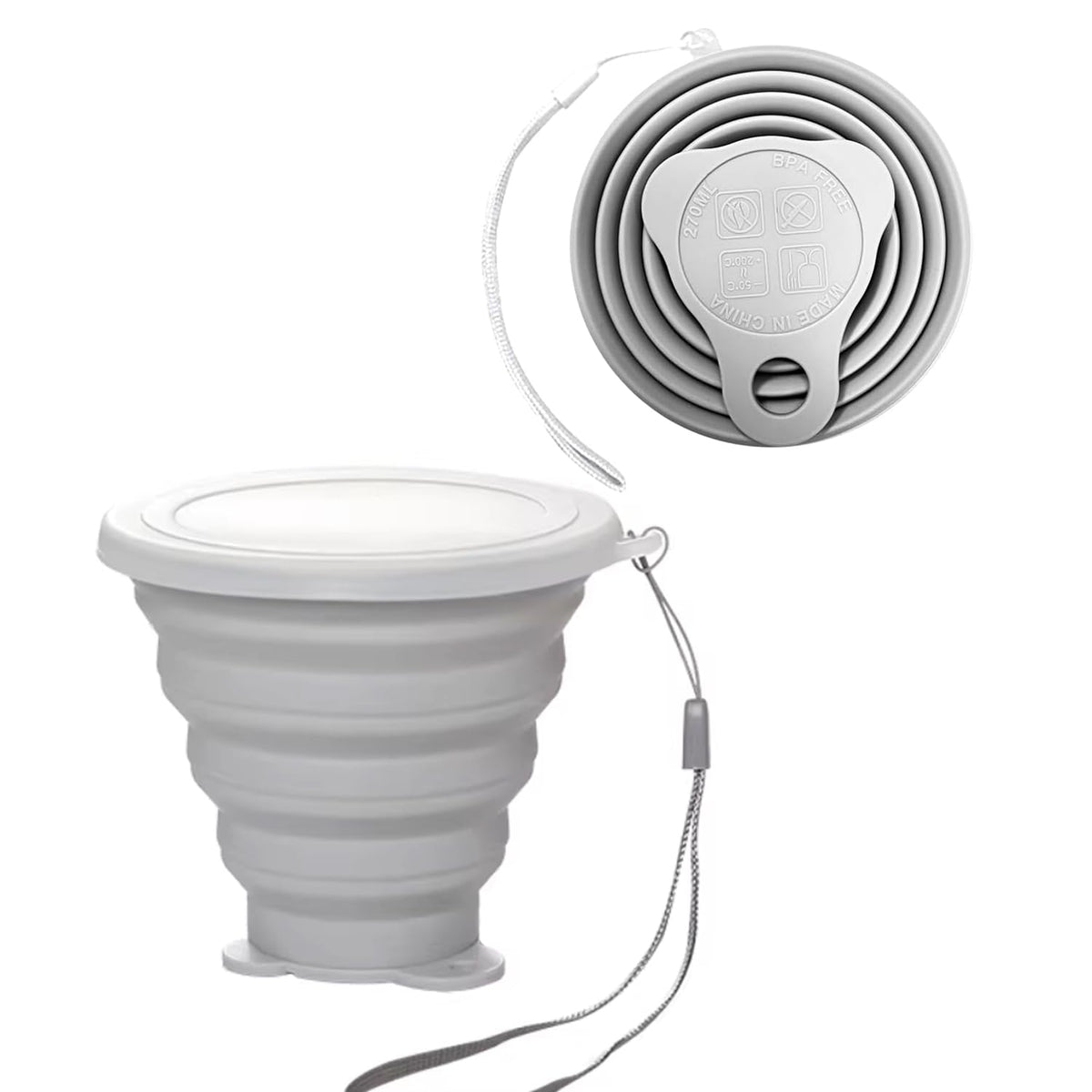 Silicone Collapsible Cups for Camping Travel,Small Portable Backpacking Camping Cup for Outdoor,Reusable Folding Travel Cup,270ml,Graduated(Transparent)