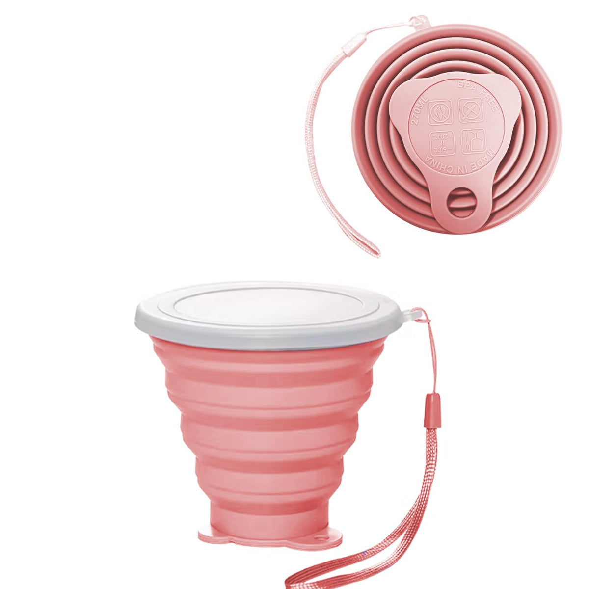 Silicone Collapsible Cups for Camping Travel,Small Portable Backpacking Camping Cup for Outdoor,Reusable Folding Travel Cup,270ml,Graduated(Transparent)
