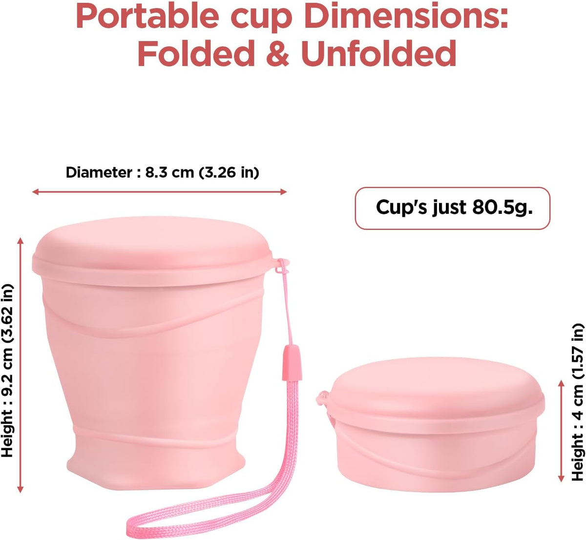 Light Purple Collapsible Silicone Travel Cup,8.8oz (260ml) BPA-Free