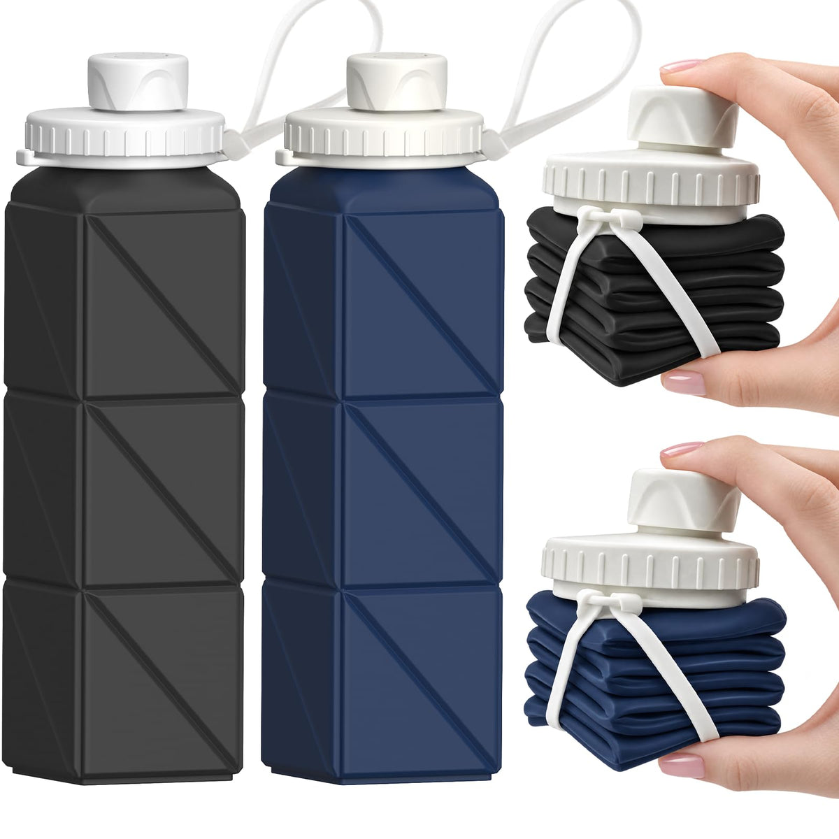 BEAUTAIL Collapsible Water Bottles 21oz/610mL, Silicone Travel Water Bottle