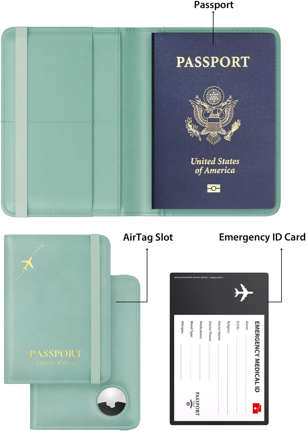 Stouchi AirTag Passport Holder – Slim RFID Travel Wallet