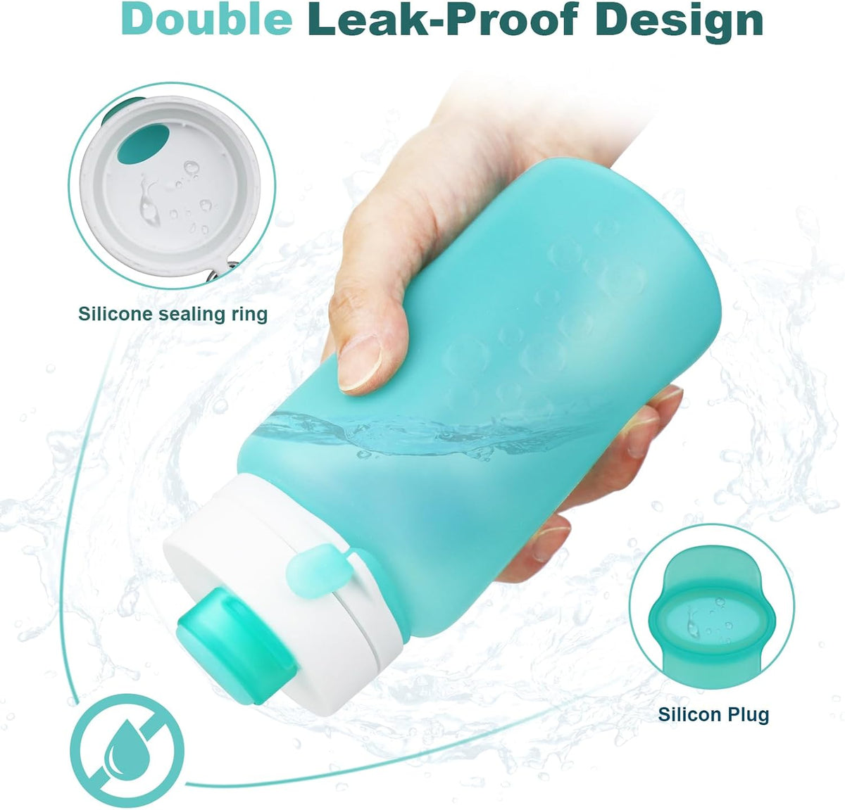PLTCAT Collapsible Water Bottles, 19oz Foldable Silicone Travel Bottles