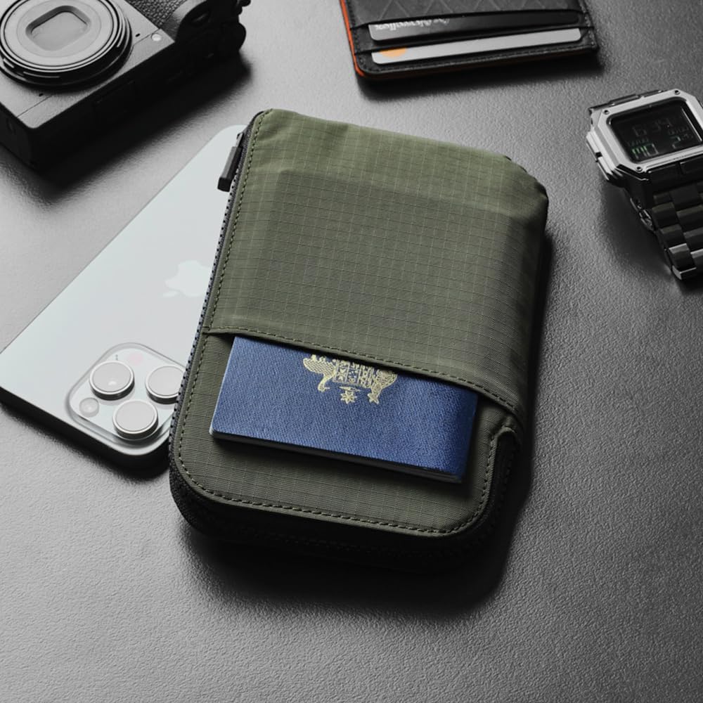 ALPAKA Zip Travel Wallet RFID Blocking Passport Holder Green
