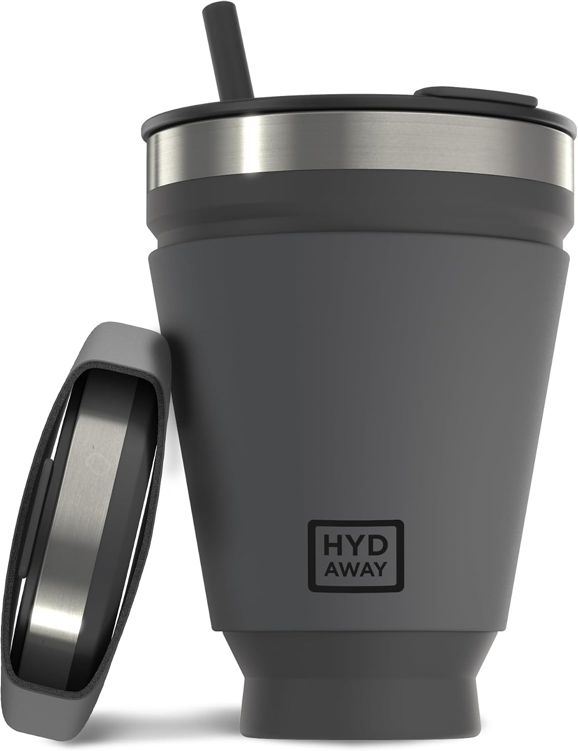 HYDAWAY Collapsible Insulated Tumbler 16oz, Reusable Coffee Cup with Straw