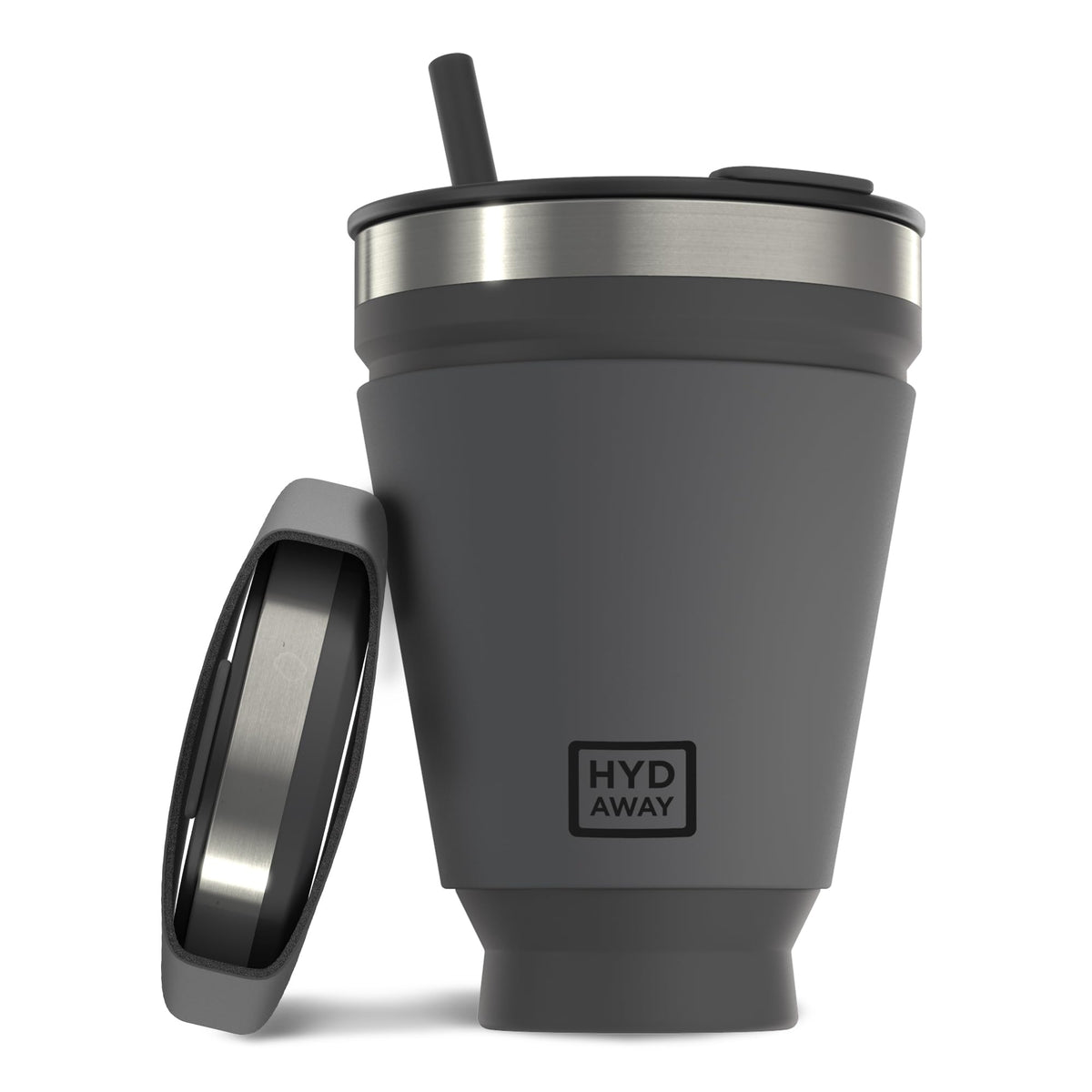 HYDAWAY Collapsible Insulated Tumbler 16oz, Reusable Coffee Cup with Straw