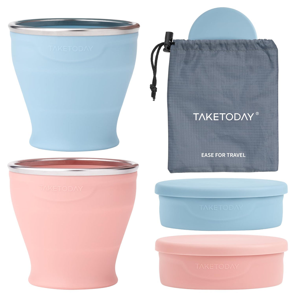 TakeToday Collapsible Cup 8 oz 2-Pack for Travel, Navy & Dark Green