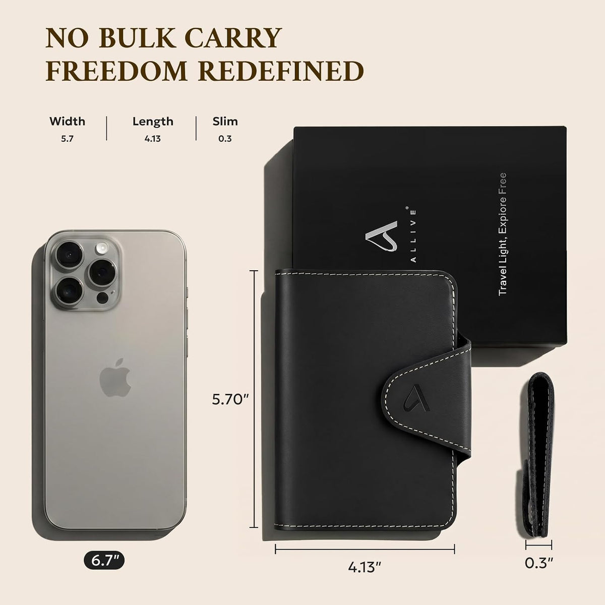 ALLIVE RFID Passport Holder, Genuine Leather Travel Wallet with AirTag Slot