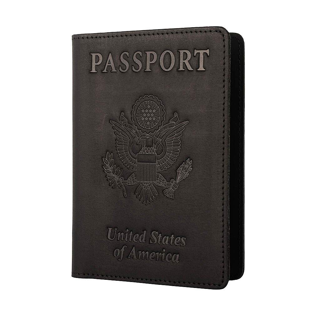 RFID Blocking Passport Holder Travel Wallet - Genuine Crazy Horse Leather for Men(Coffee)