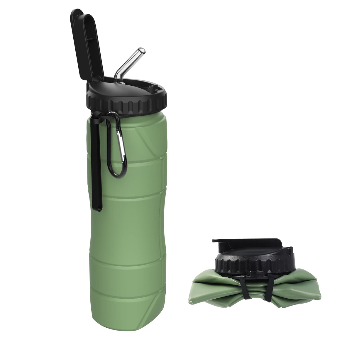 Collapsible Water Bottles, 22oz with Straw for Travel, Gym & Sports