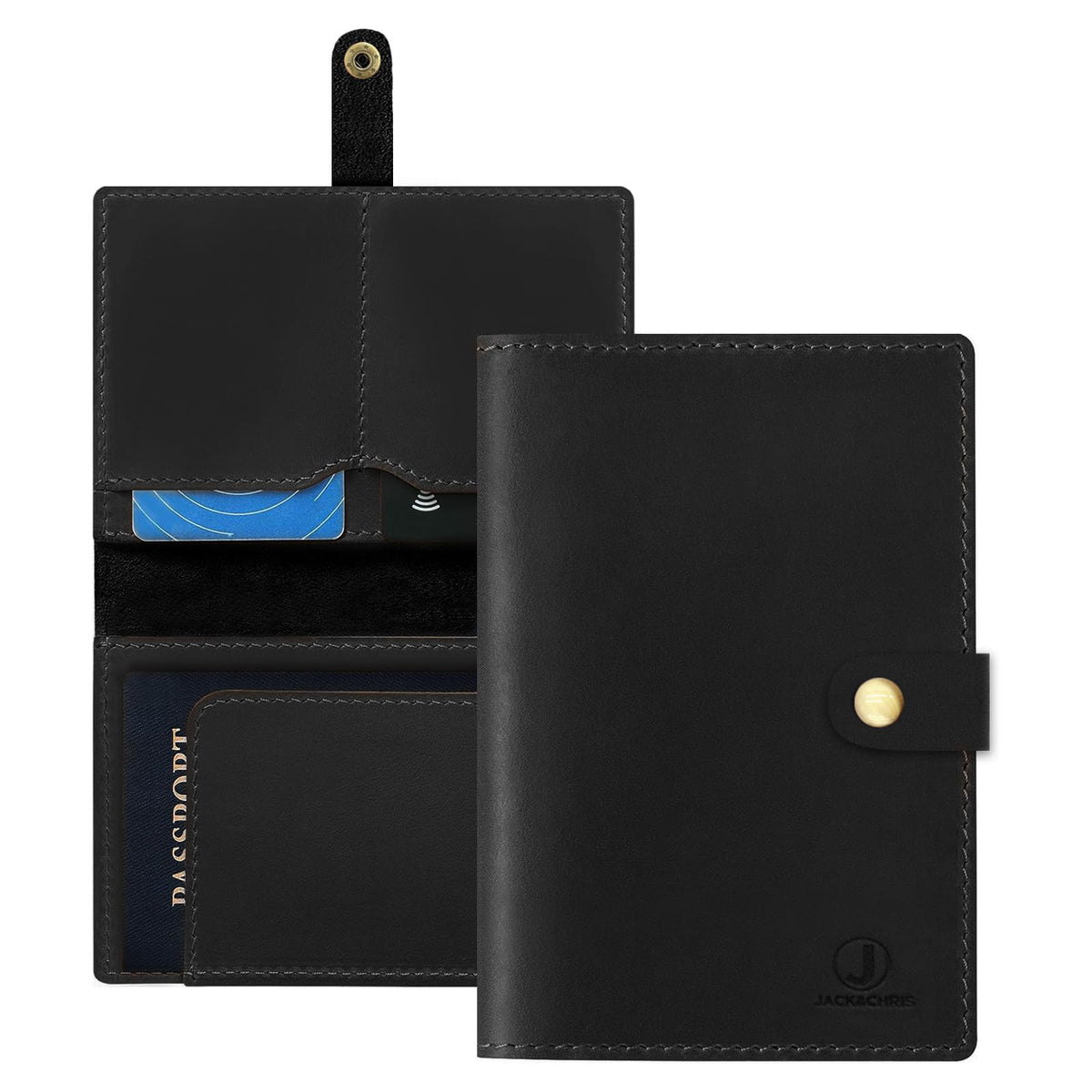 Jack&Chris Leather Passport Holder, Handmade Passport cover, Travel Wallet Cover Case for Men and Women, Leather Travel Documents Organizer Protector, JC107