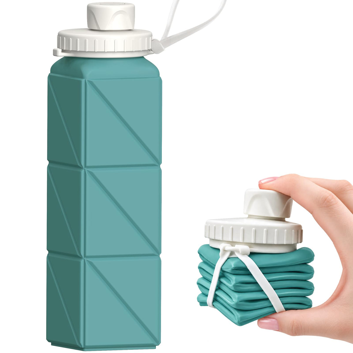 BEAUTAIL Collapsible Water Bottles 21oz/610mL, Silicone Travel Water Bottle