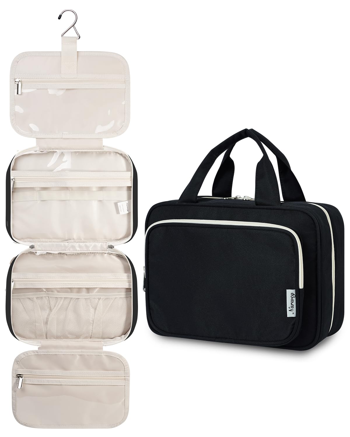 Narwey Hanging Toiletry Bag for Women, Travel Makeup Cosmetic Organizer Bag