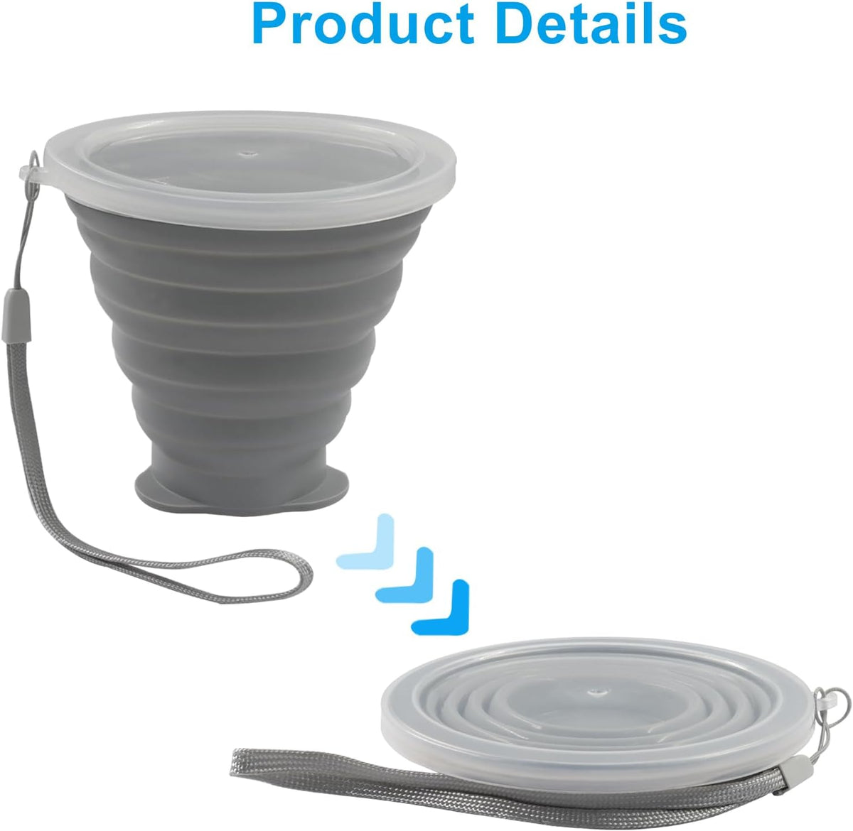 Bonsicoky 2 Pack Collapsible Cup, Blue and Gray