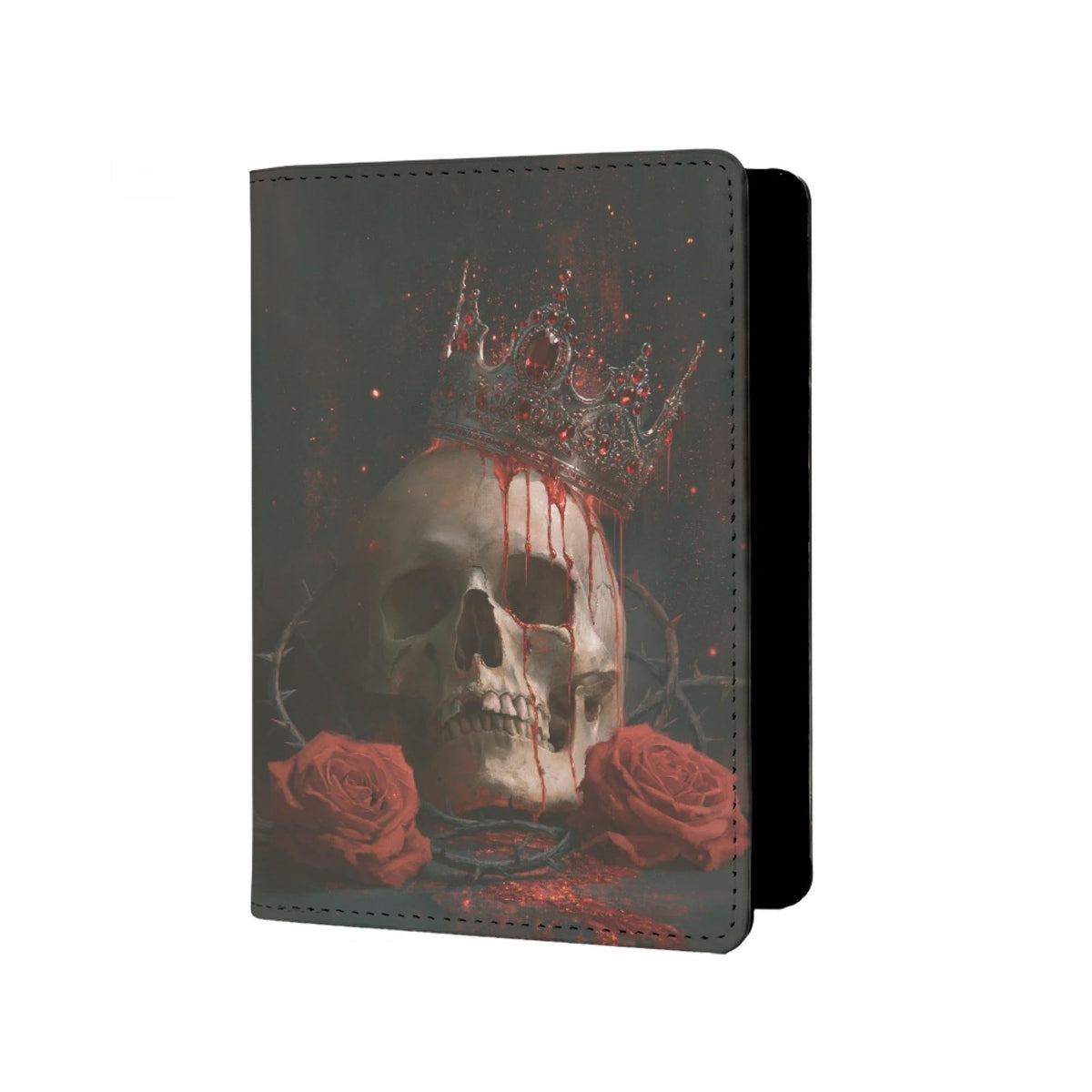 Mens Skull Passport Cover for Travel PU Leather Skeleton Passport Holder Protector with Credit Card Slots Passport Holder Purple White Black Onesize