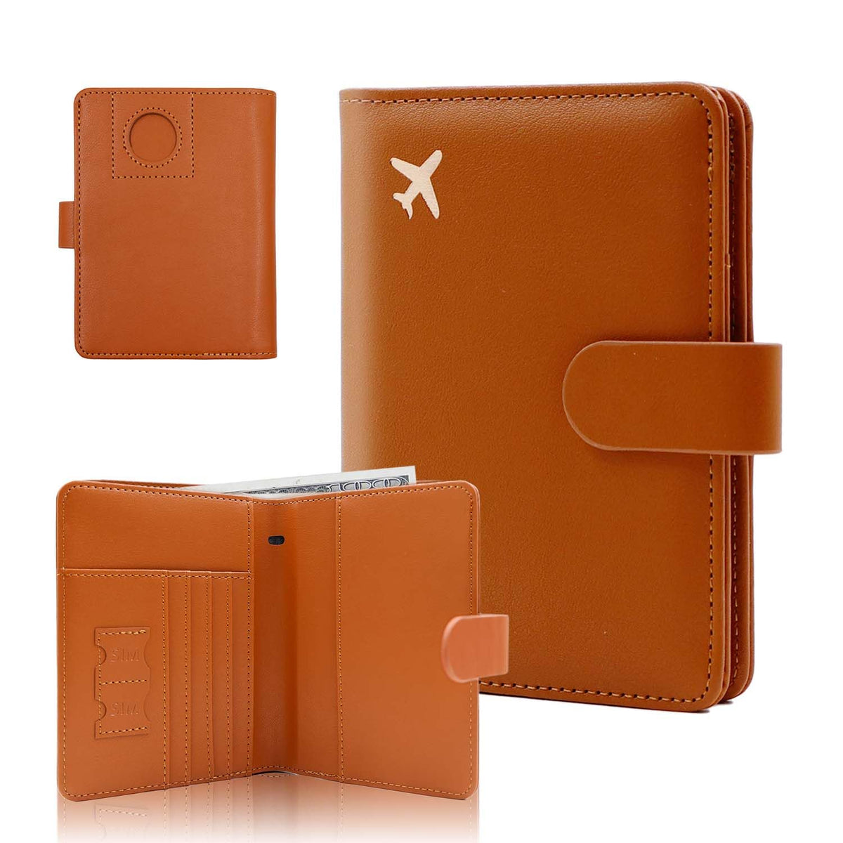 Melsbrinna Premium Leather Passport Holder Covers Case, Waterproof Rfid Blocking Travel Wallet Passport Holder with Pen Holder, Cute Passport Book for Women/Men
