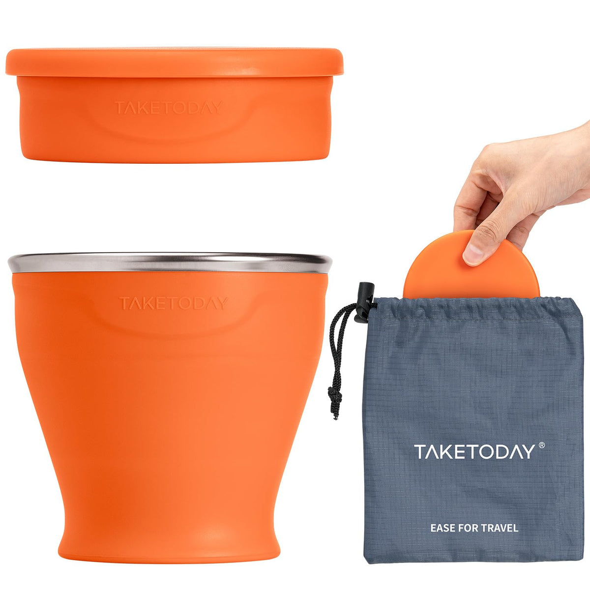 TakeToday Collapsible Cup 8 oz, Foldable with Lid for Travel, Navy