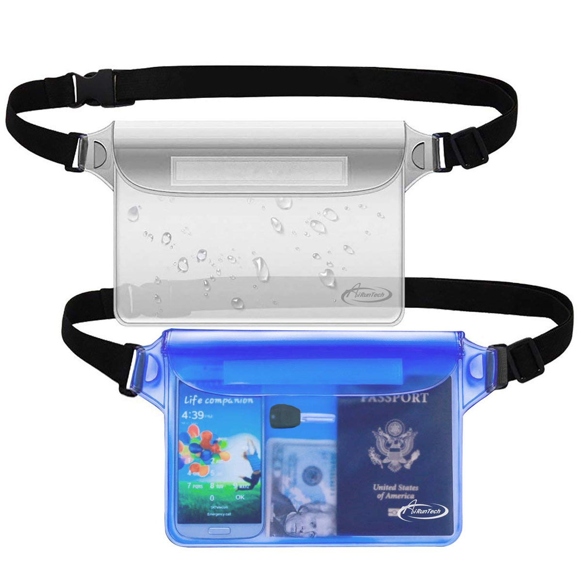 AiRunTech Waterproof Fanny Pack,Phone Pouch Dry Bag for Passport Wallet Purse,Floating Waterproof Bags for Travel Beach Swimming Kayaking Boating Cruise Accessories
