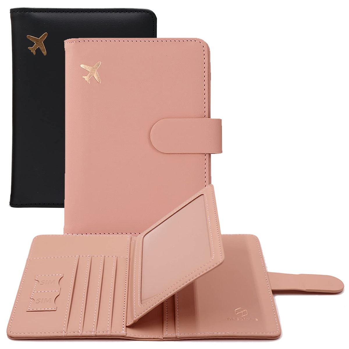Melsbrinna Rfid Passport Holder for Travel women/Men, Cute Passport Wallet Rfid Blocking Card Slots, Rfid Passport Cover/CaseTravel Wallet, Passport Book Holder (1, Black)
