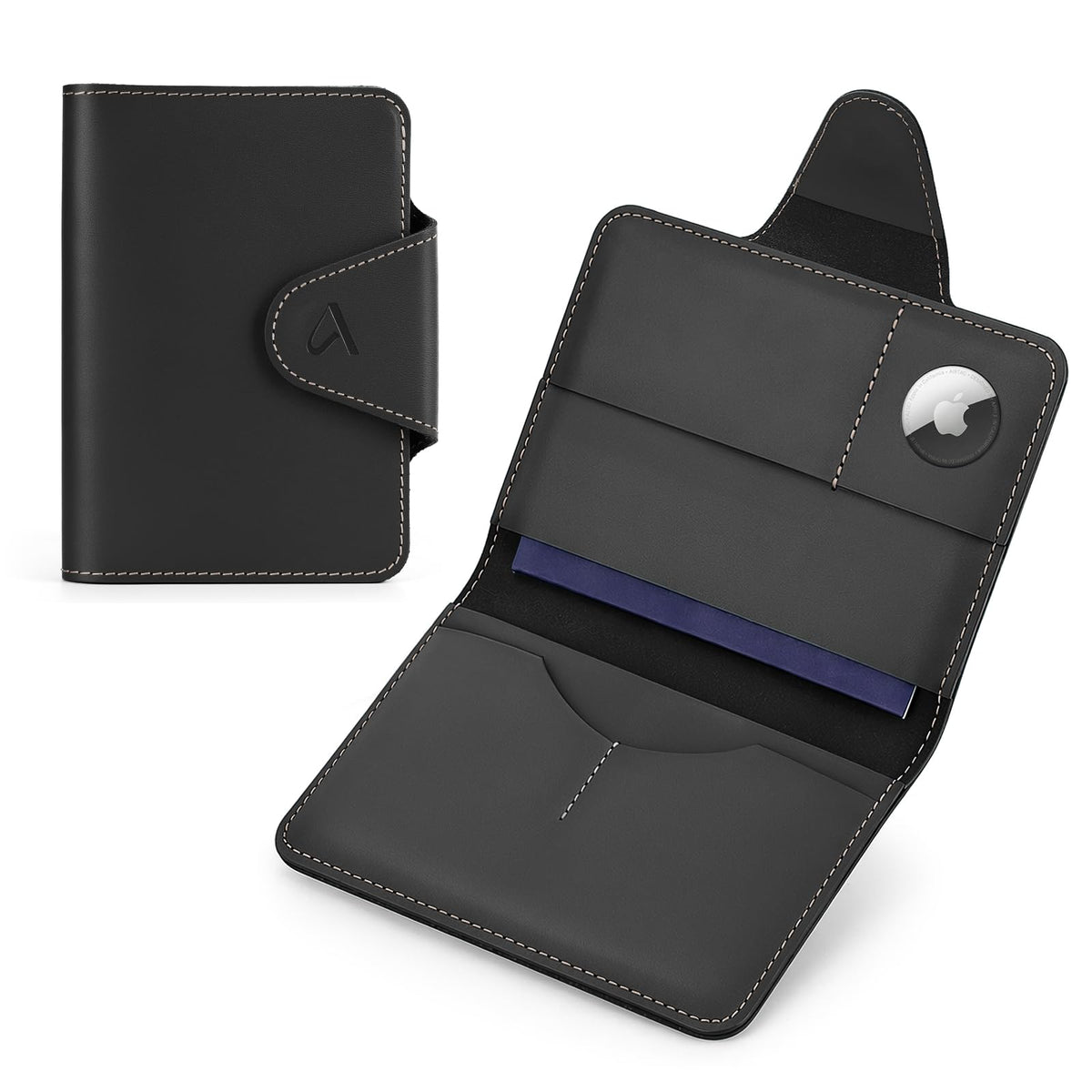ALLIVE RFID Passport Holder, Genuine Leather Travel Wallet with AirTag Slot