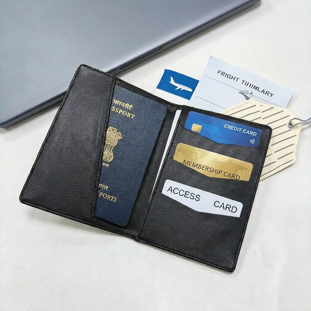 Mens Skull Passport Cover for Travel PU Leather Skeleton Passport Holder Protector with Credit Card Slots Passport Holder Purple White Black Onesize