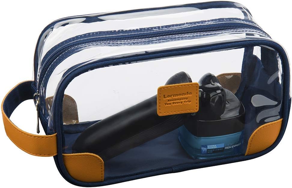 Lermende Clear Toiletry Bag for Traveling, Large Toiletry Bag for Men. Hanging Dopp Kit/Travel kit/Clear Mens Bag/Unisex Bathroom Travel Bag for Mens(Blue)