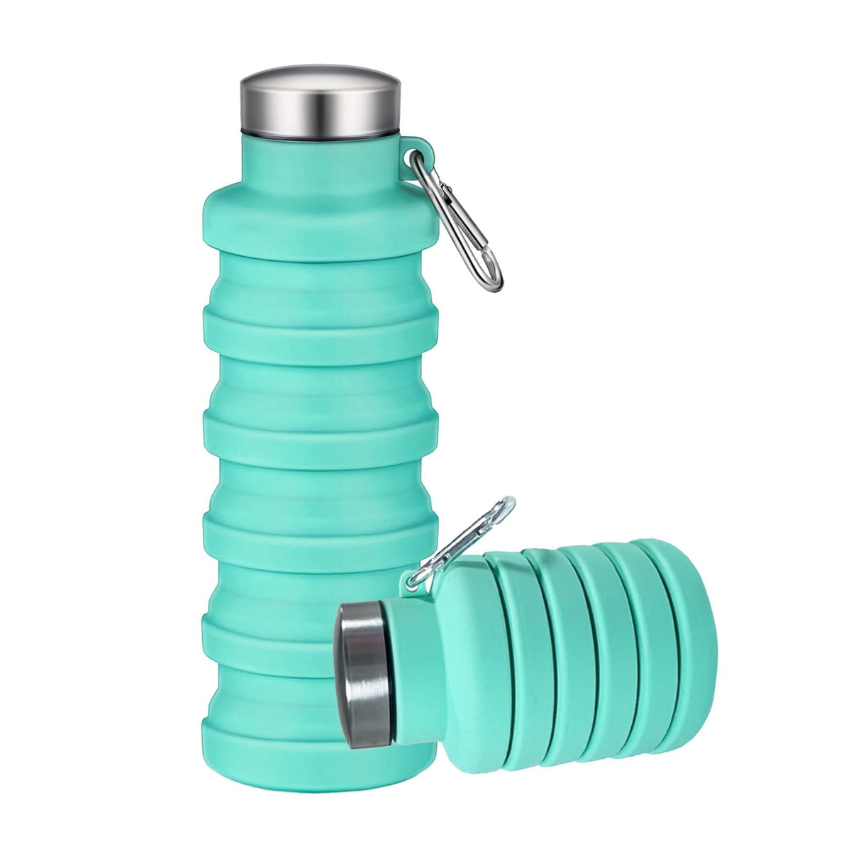 Collapsible Water Bottles,Silicone Water Bottle,16oz Capacity Portable Reusable,Leak-proof,with buckle,foldable storage,Lightweight Durable for Fitness,Cycling,Sports,Camping,Hiking (Black)