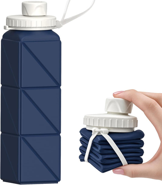 BEAUTAIL Collapsible Water Bottles 21oz/610mL, Silicone Travel Water Bottle