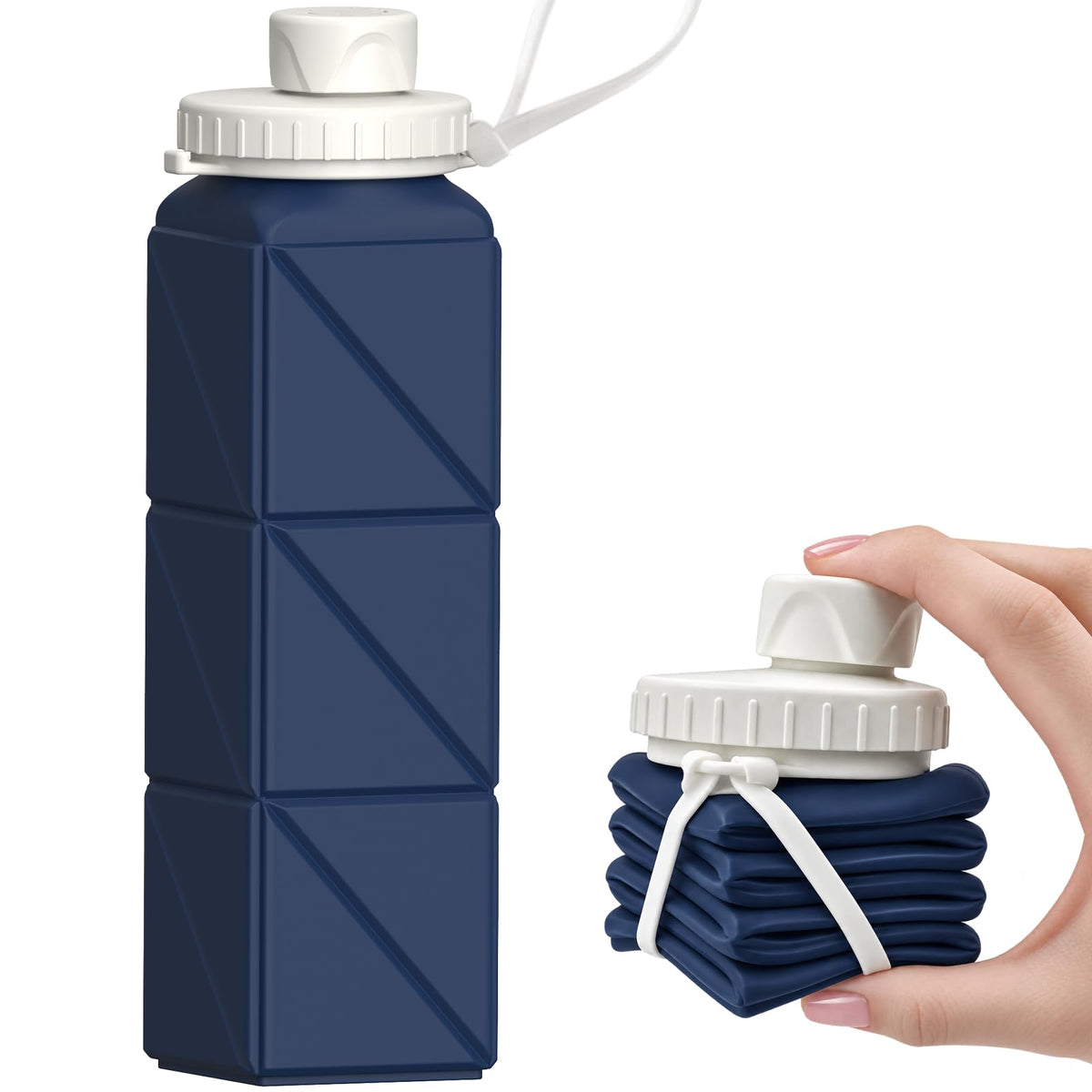 BEAUTAIL Collapsible Water Bottles 21oz/610mL, Silicone Travel Water Bottle