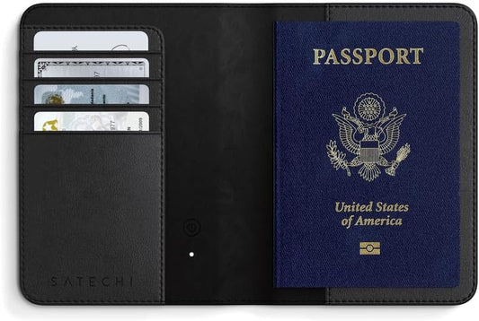 Satechi Passport Holder with Find My Tracking, 4-Slot Card Wallet, Black