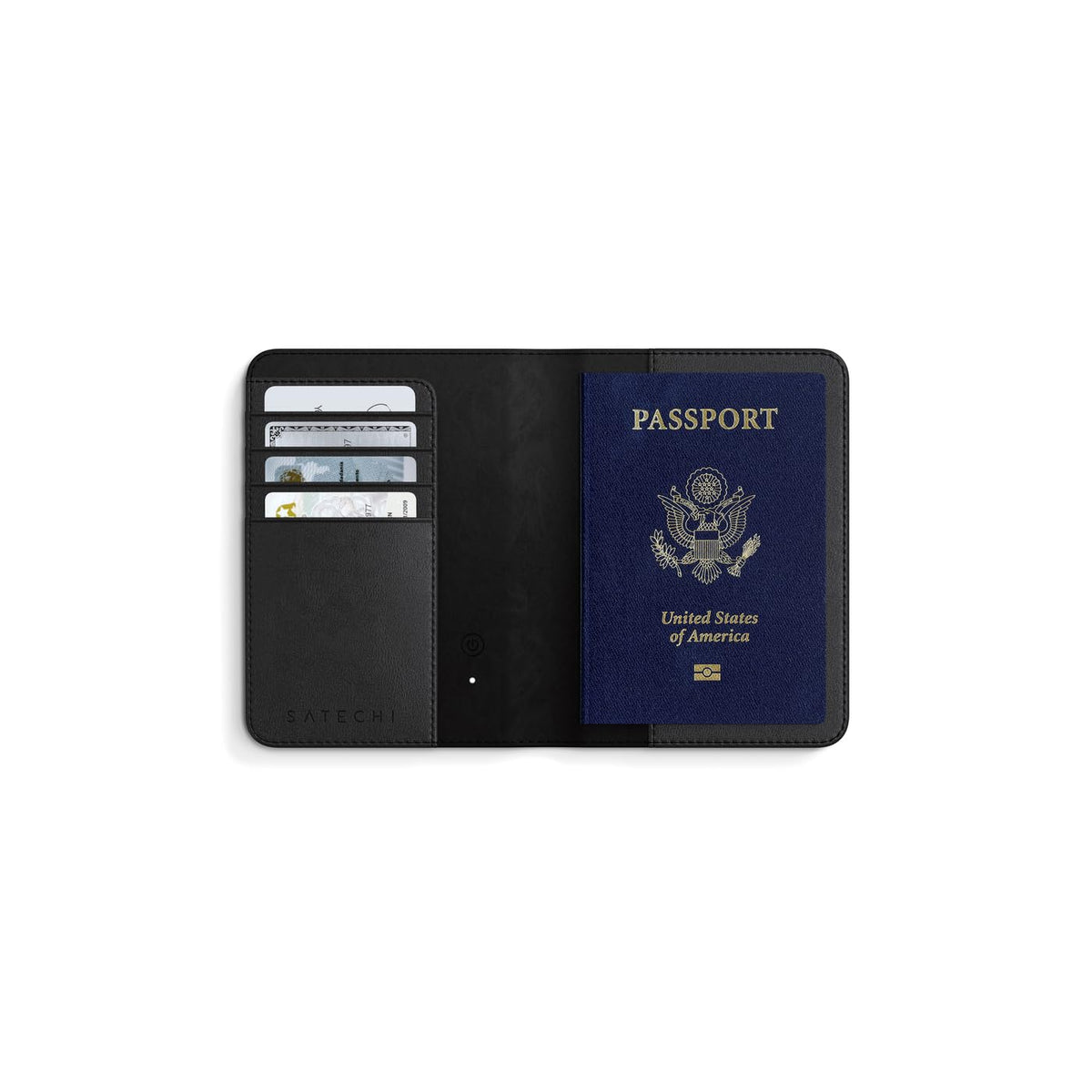 Satechi Passport Holder with Find My Tracking, 4-Slot Card Wallet, Black
