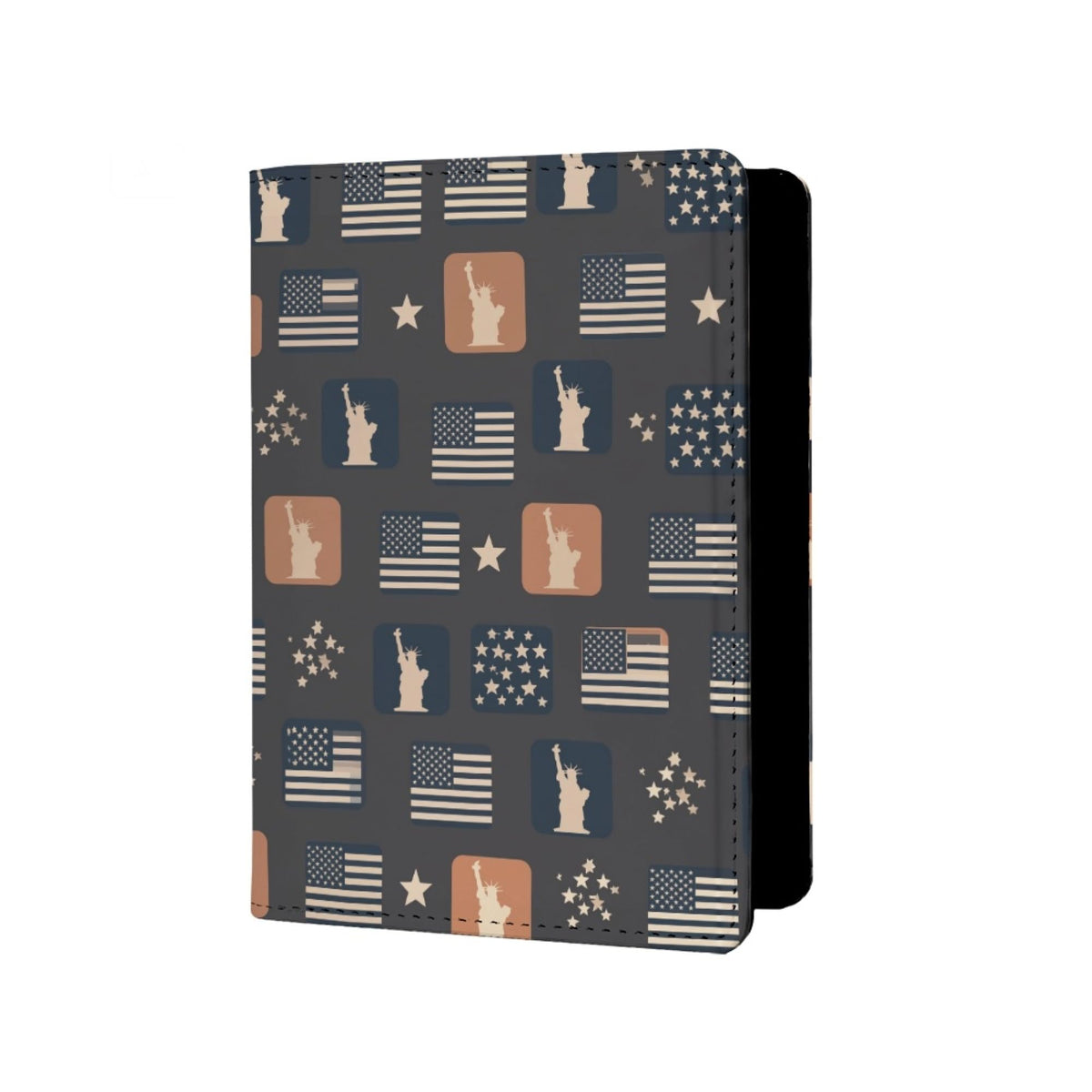 Mens Distressed USA Flag Passport Holder for Travel Womens American Flag Passport Cover Protector with Credit Card Slots Black Brown Orange Onesize