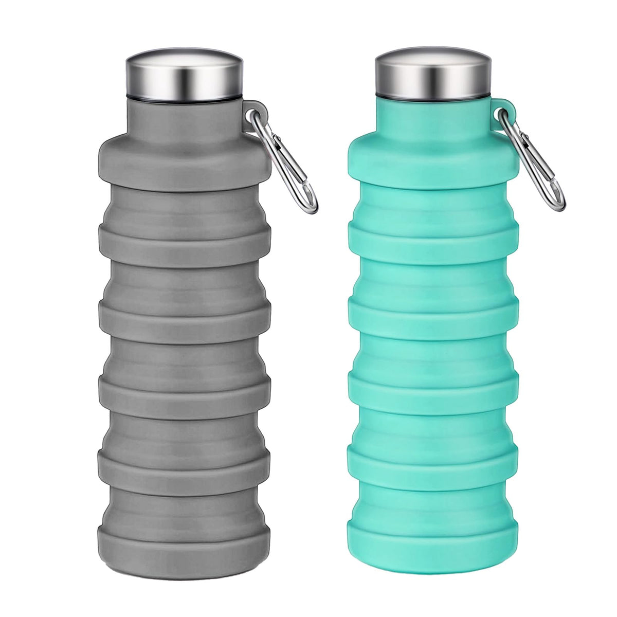 Collapsible Water Bottles,Silicone Water Bottle,16oz Capacity Portable Reusable,Leak-proof,with buckle,foldable storage,Lightweight Durable for Fitness,Cycling,Sports,Camping,Hiking (Black)